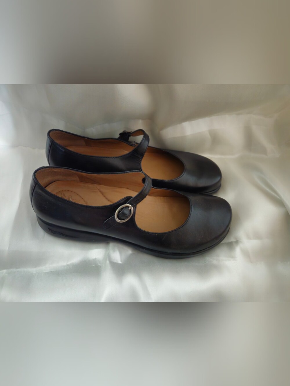 Dansko Black Mary Jane Flats with Round Buckle